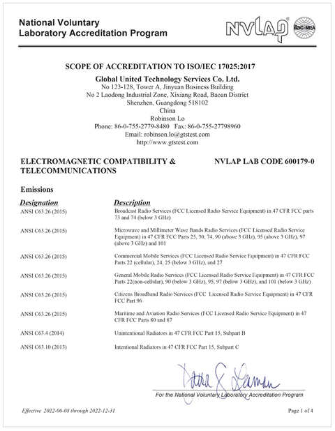 Trung Quốc Global United Technology Services Co.,Ltd. Chứng chỉ