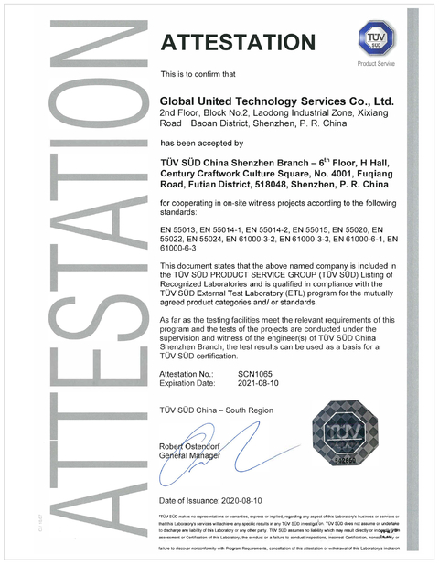Trung Quốc Global United Technology Services Co.,Ltd. Chứng chỉ