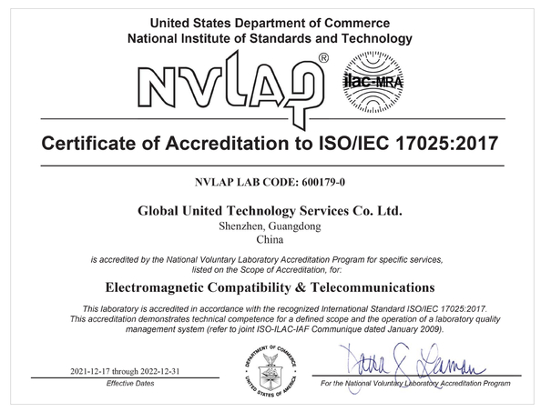 Trung Quốc Global United Technology Services Co.,Ltd. Chứng chỉ